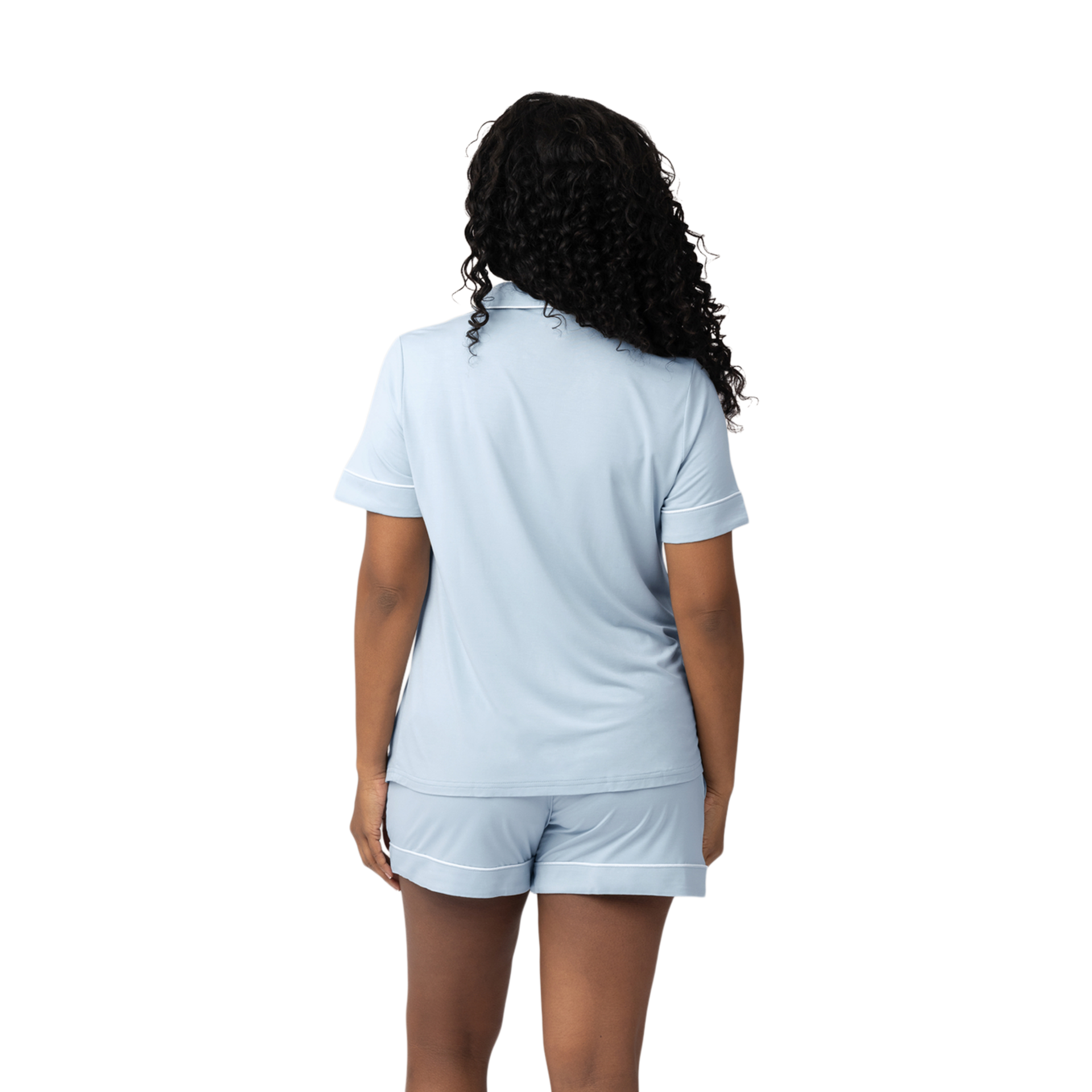Kindred Bravely Clea Bamboo Viscose Classic Short Sleeve Maternity & Nursing Pajama Set - Mist, Medium.
