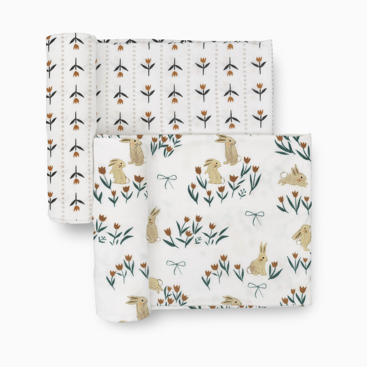 Little Unicorn Stretch Knit Swaddle 2 Pack - Bunnies And Tulips.