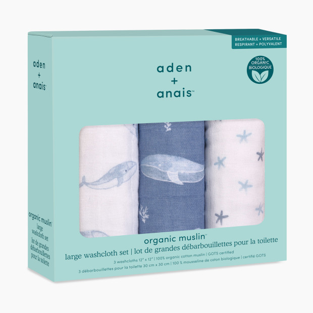 Aden + Anais Organic Washcloth (3 Pack) - Oceanic.