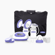 Lansinoh Signature Pro Double Electric Breast Pump, Portable with LCD Display, 3 Power Options, Includes 25mm Flanges, 2 Baby Bottles with 1 Slow Flow Bottle Nipple, and Carry Bag