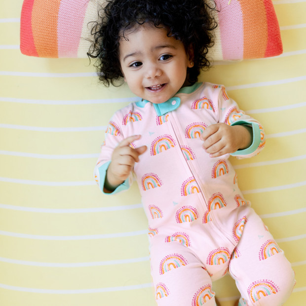 Burt's Bees Baby Organic Cotton Sleep & Play Pajamas - Sunset Rainbow, 0-3 Months.