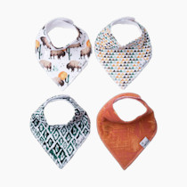 Copper Pearl 4 Pack Soft Cotton Baby Bibs for Drooling and Teething, Absorbent Drool Bibs for Baby Girl and Boy, Adjustable to Fit Newborns to Toddlers, Tons of Styles (Bison)