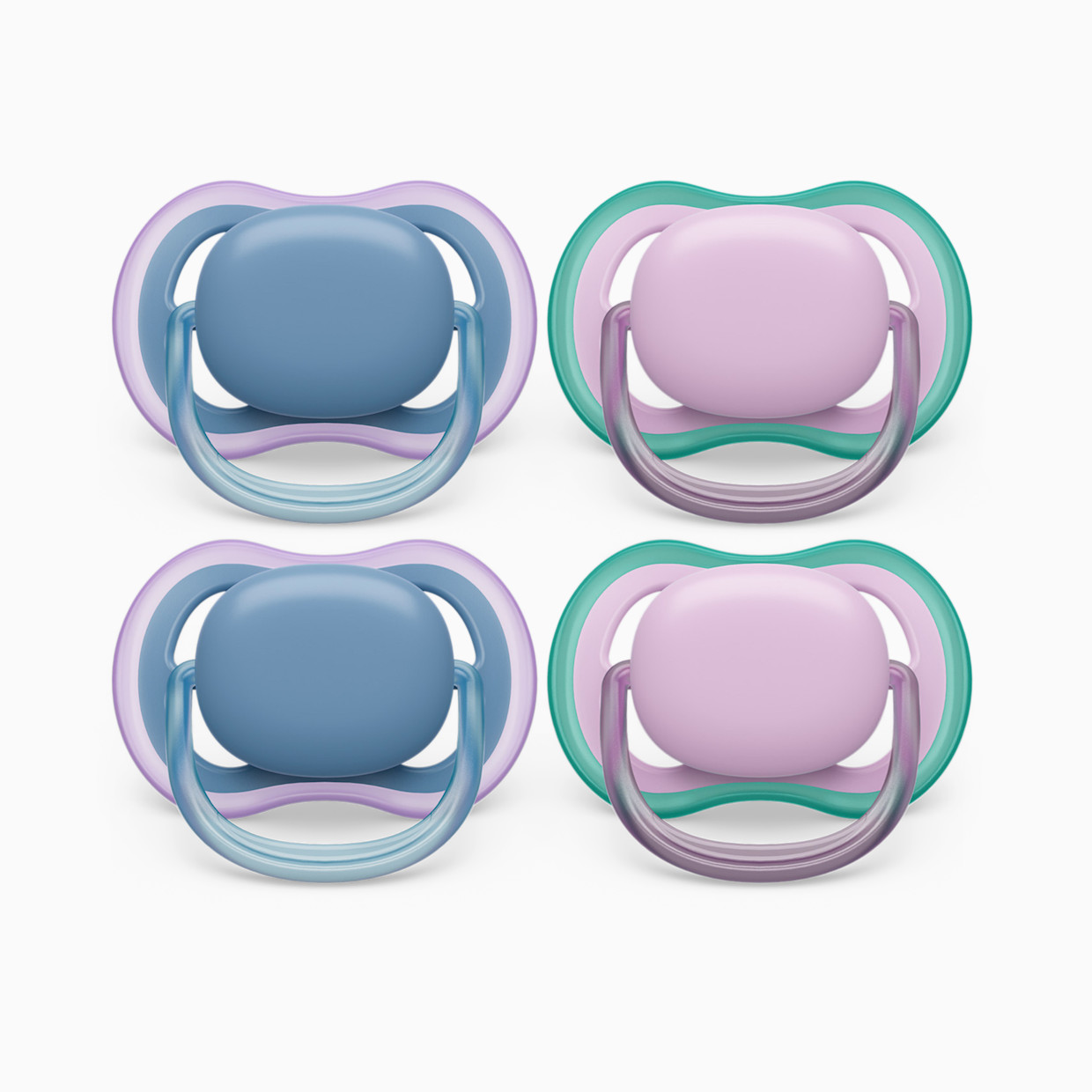 Philips Avent Ultra Air Pacifier, 6-18 Months (4 Pack) - Blue Hush/Lush Lilac, 4.