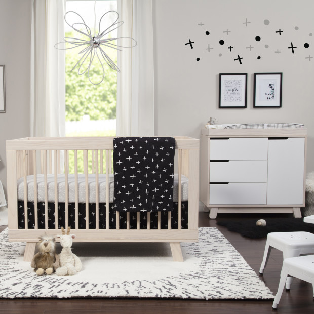 babyletto 5-Piece Nursery Crib Bedding Set - Tuxedo Monochrome.