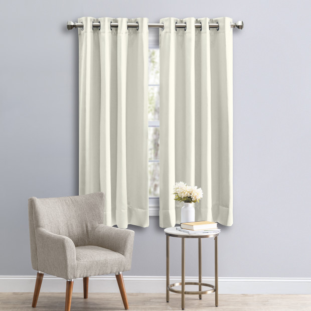 Ricardo Trading Ultimate Black Out Grommet Window Panel Curtain w/Wand - Ivory, 56"W X 54"L.