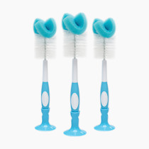 Dr. Brown's Baby Bottle Cleaning Brush with Sponge and Scrubber - Blue - 3-Pack