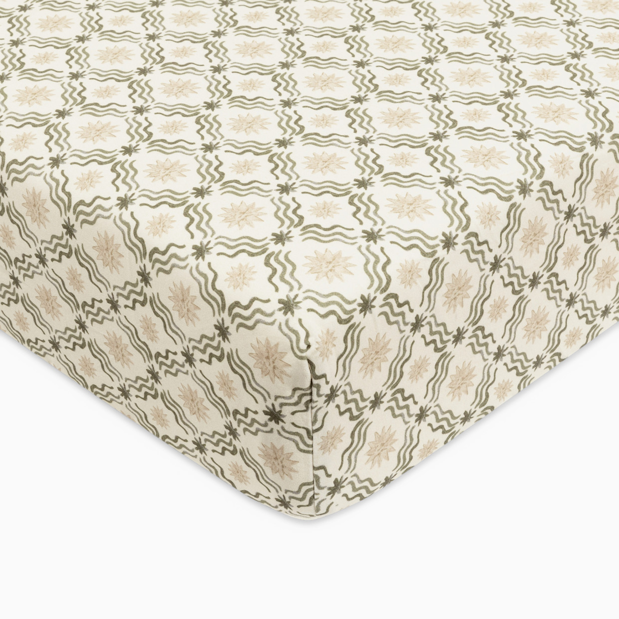 babyletto Organic Brushed Cotton Crib Sheet - Juniper Star.