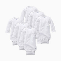 Gerber Long Sleeve Solid Onesies Bodysuit (6 Pack) - White, 3-6 M