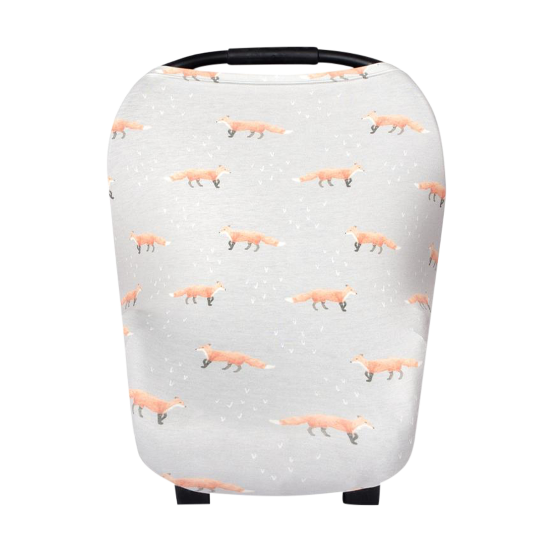 Baby Car Seat Cover Canopy and Nursing Cover Multi-Use Stretchy 5 in 1 Gift Grey with Foxes Copper by Copper Pearl