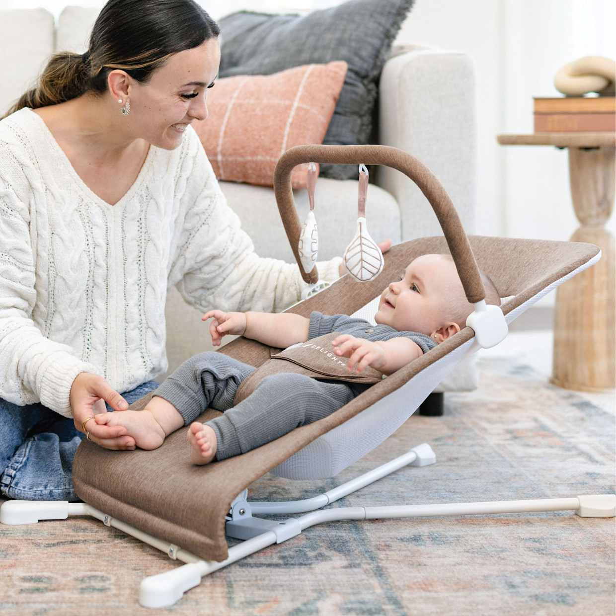 Baby Delight Highland Organic Portable Bouncer - Organic Mocha.
