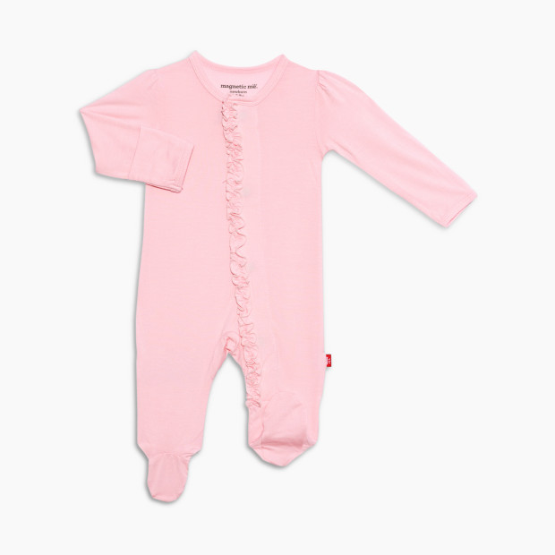 Magnetic Me Modal Magnetic Ruffle Footie - Pink Dogwood, 3-6 M.