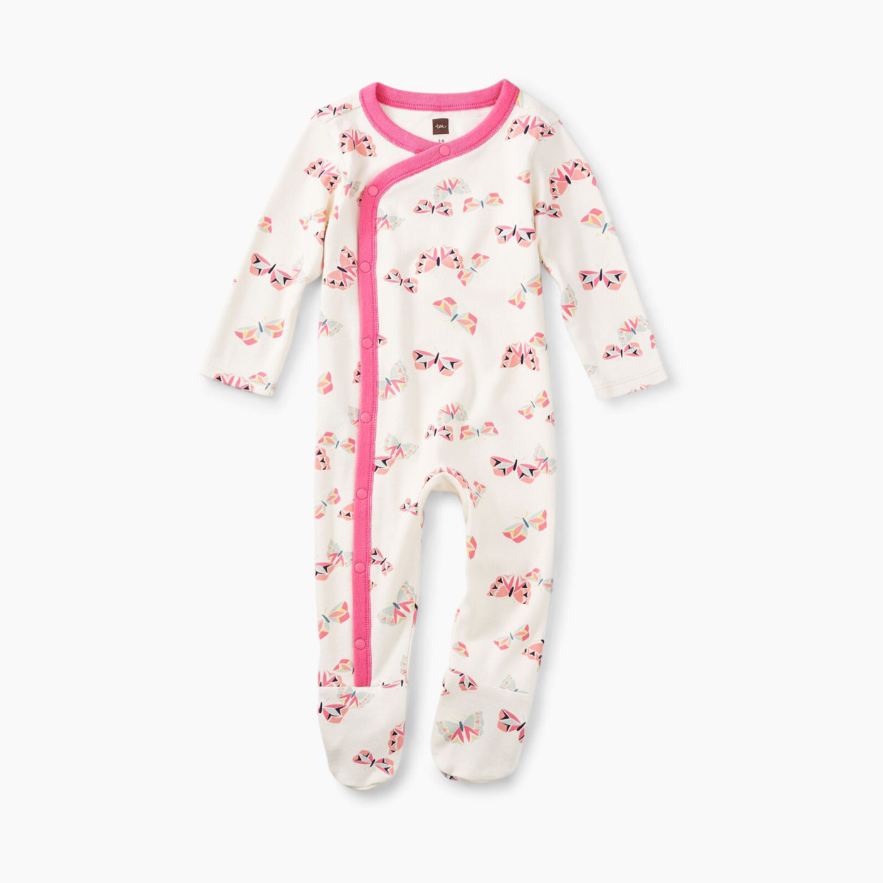 Tea Collection Snap Front Footie Pajamas - Flutterby, 3-6 Months.