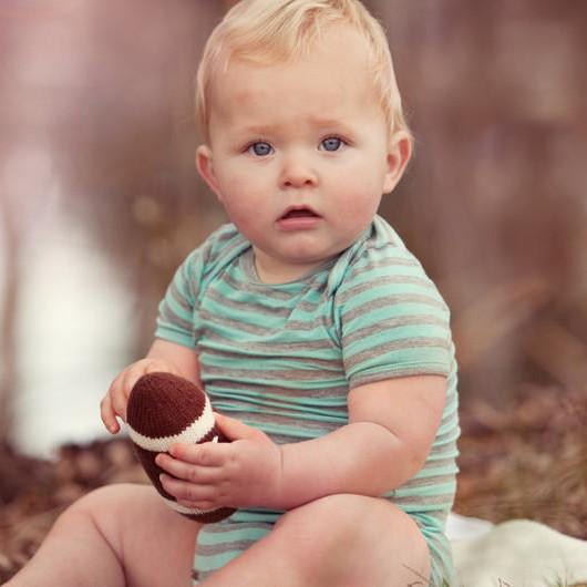 Estella Organic Cotton Handmade Baby Rattle - Football.