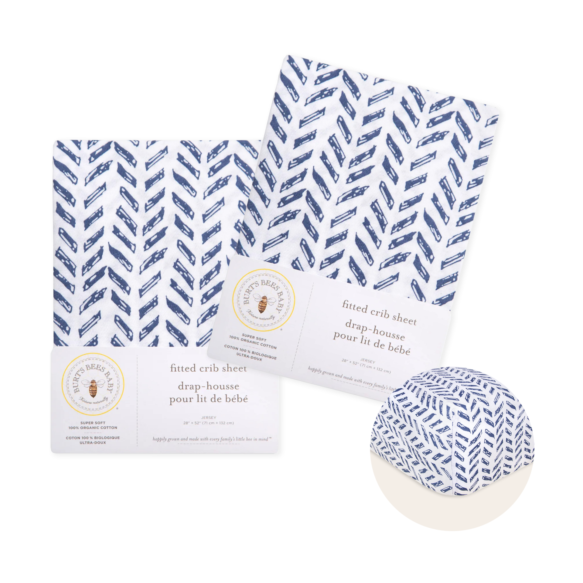 Burt's Bees Baby Organic Cotton Jersey Fitted Crib Sheet 2Pack Bundle