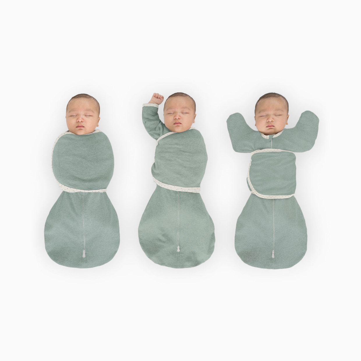 SwaddleDesigns Omni Swaddle Sack with Arms Up Half-Length Sleeves and Mitten Cuffs - Heathered Jadeite, Small 6-14 Lbs (0-3 Months).