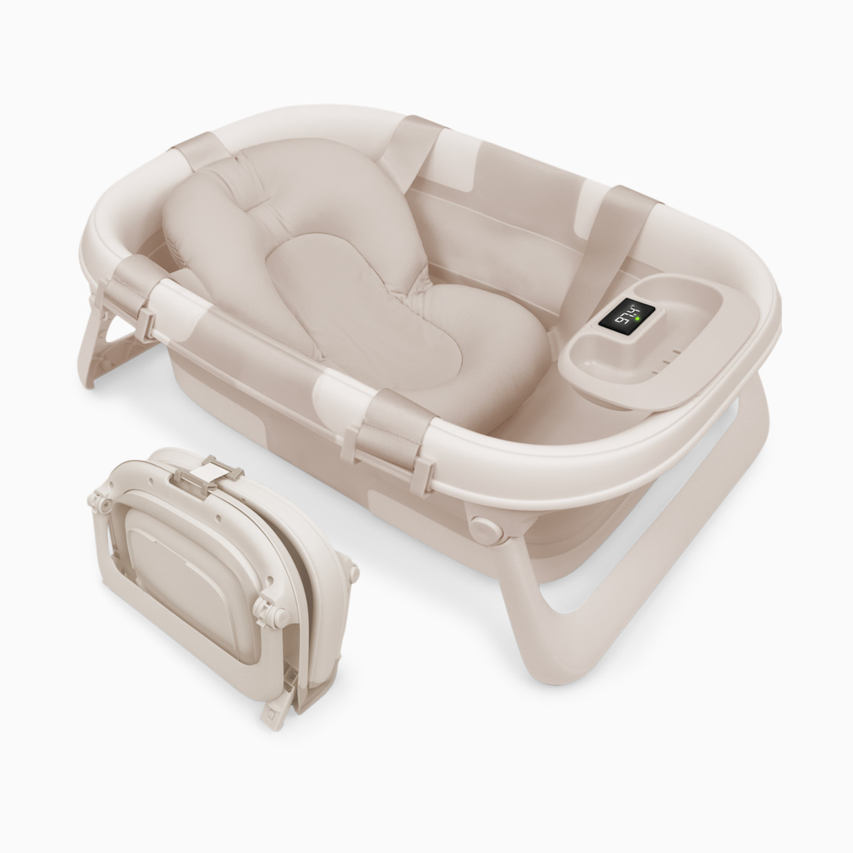 Jool Baby Fold ‘n Store Baby Bathtub With Built-in Thermometer - Oat.