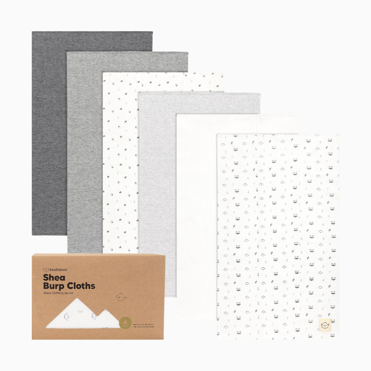KeaBabies Shea Burp Cloths (6 Pack) - Neutrals.