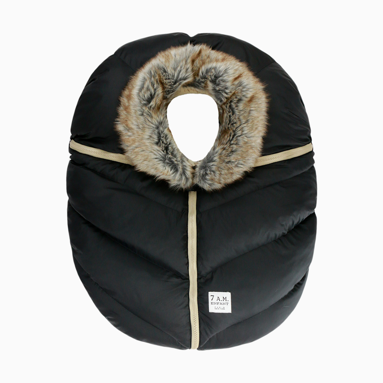 7AM Enfant Car Seat Cocoon - Black Faux Fur.