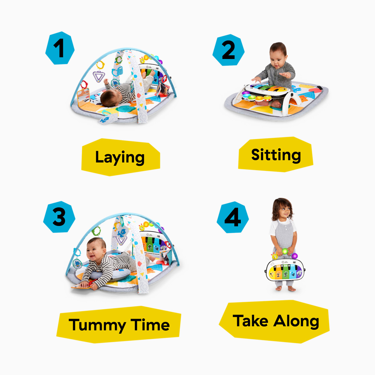 Baby Einstein Kickin Tunes Music & Language Discovery Gym & Take Along Musical Baby Toy, Ages 0+ Months.