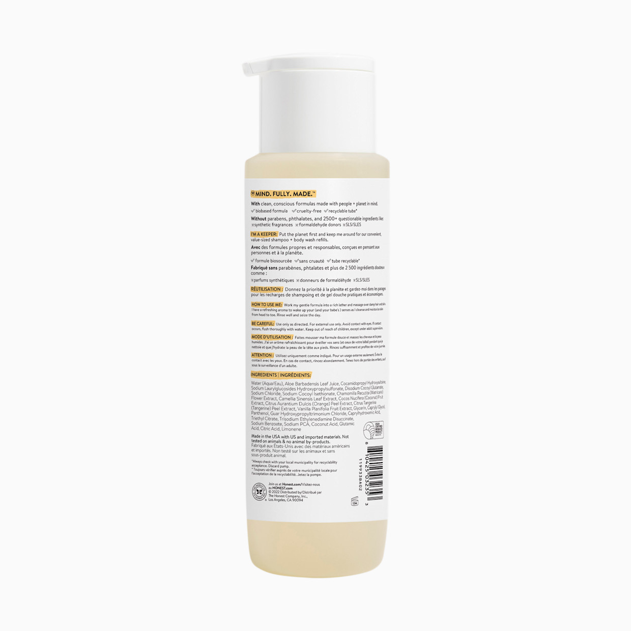 The Honest Company Shampoo & Body Wash - Refresh (Citrus Vanilla), 18 Fl Oz.
