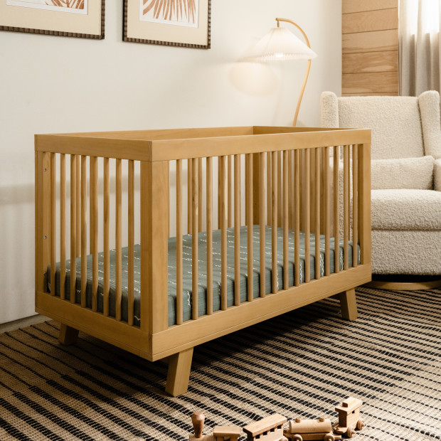 babyletto Hudson 3-in-1 Convertible Crib with Toddler Bed Conversion Kit - Honey.