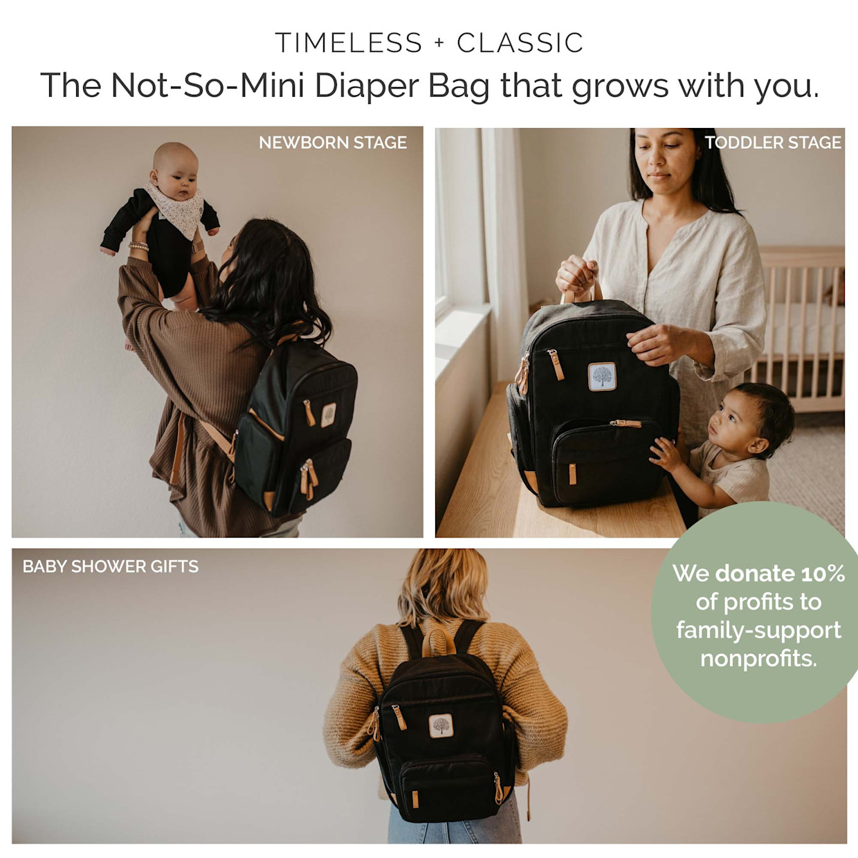 Parker Baby Co. Birch Bag Mini Diaper Backpack - Black.