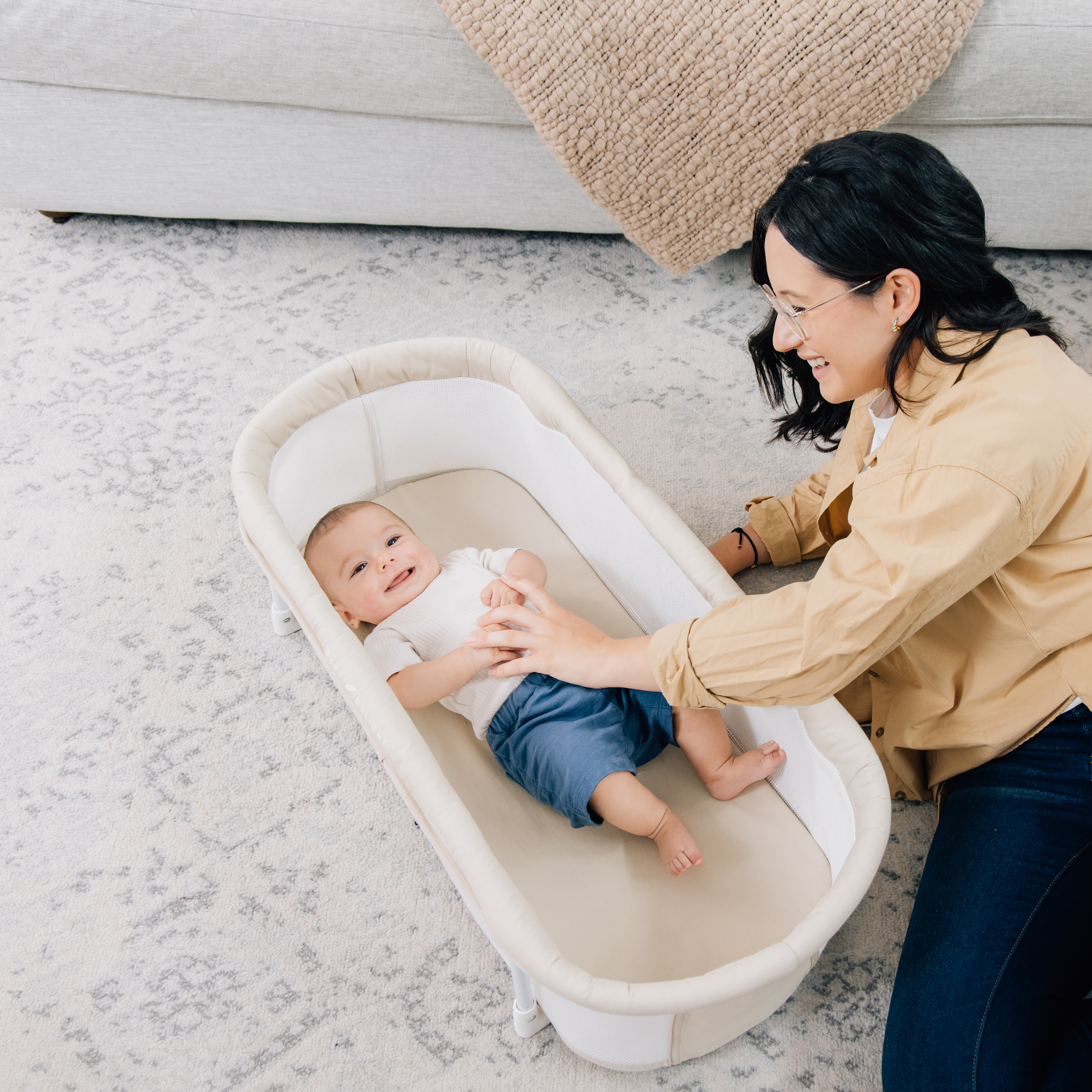 Baby Delight Snuggle Nest Organic Portable Bassinet - Organic Oat.
