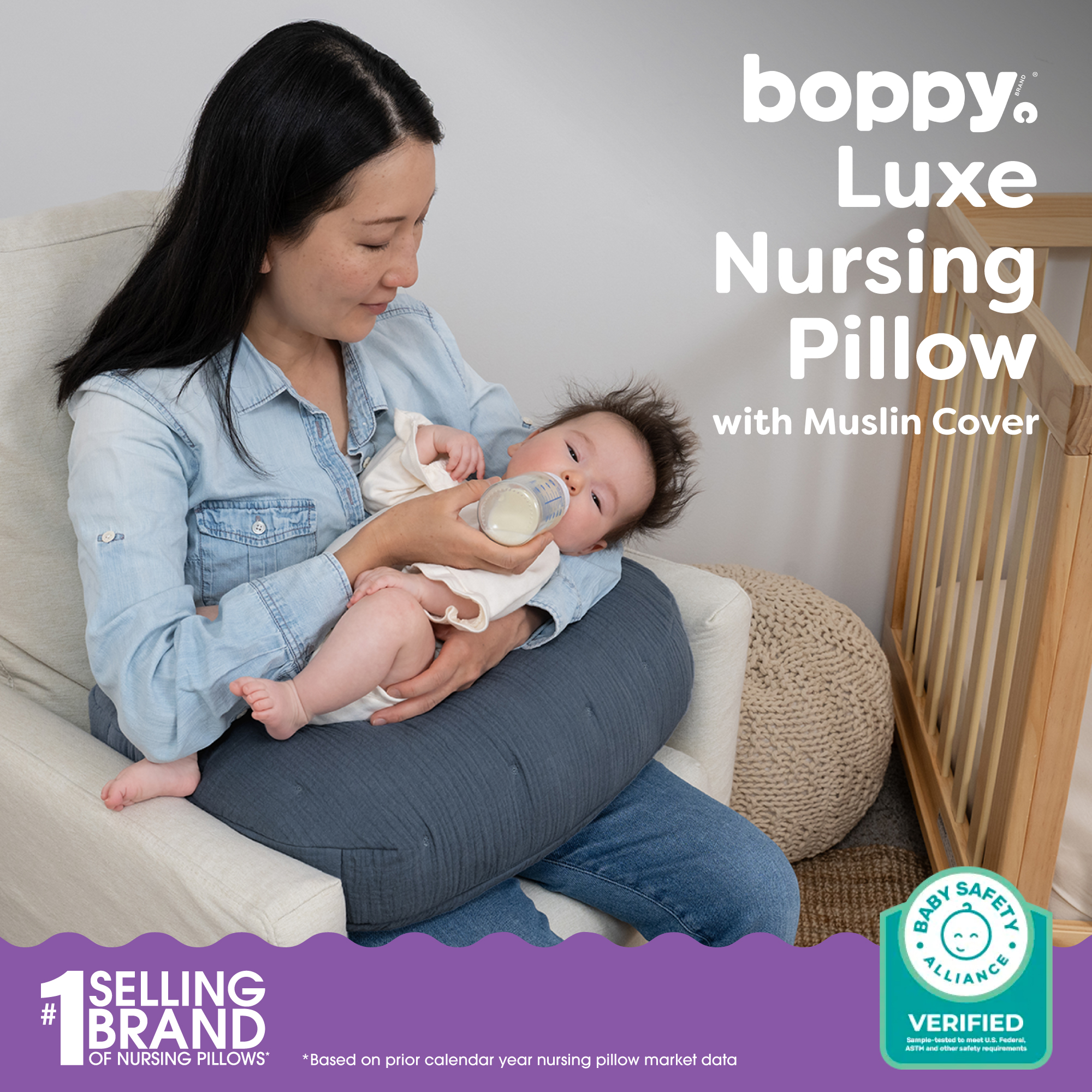 Boppy Nursing Pillow Luxe Muslin.