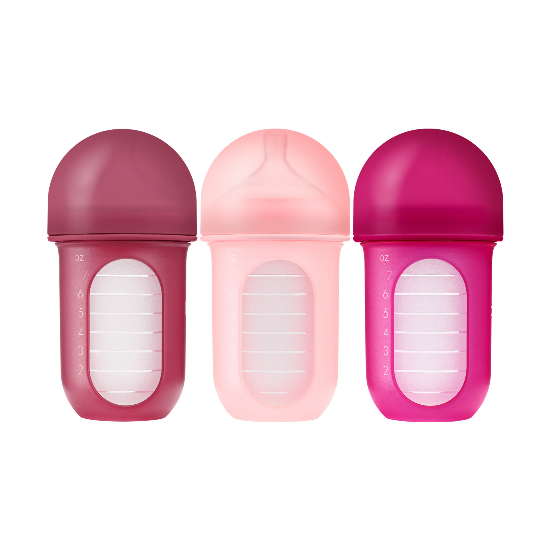 Boon NURSH Silicone Pouch Bottles - Pink, 8 Oz.