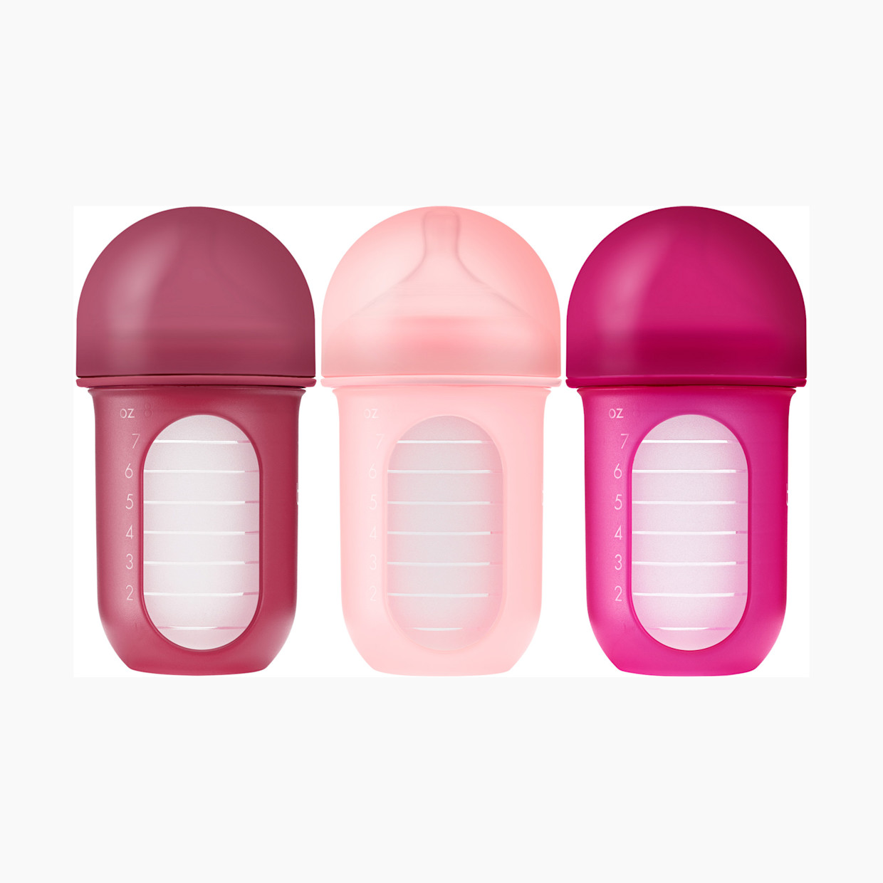 Boon NURSH Silicone Pouch Bottles - Pink, 8 Oz.