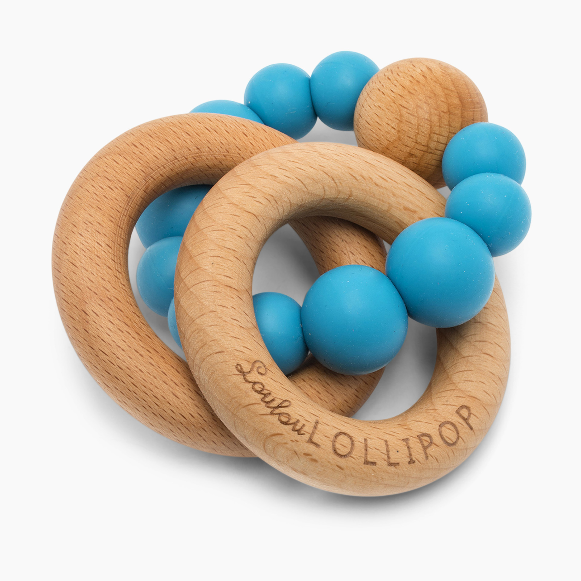 Loulou Lollipop Bubble Silicone Wood Teething Rattle Rainbow