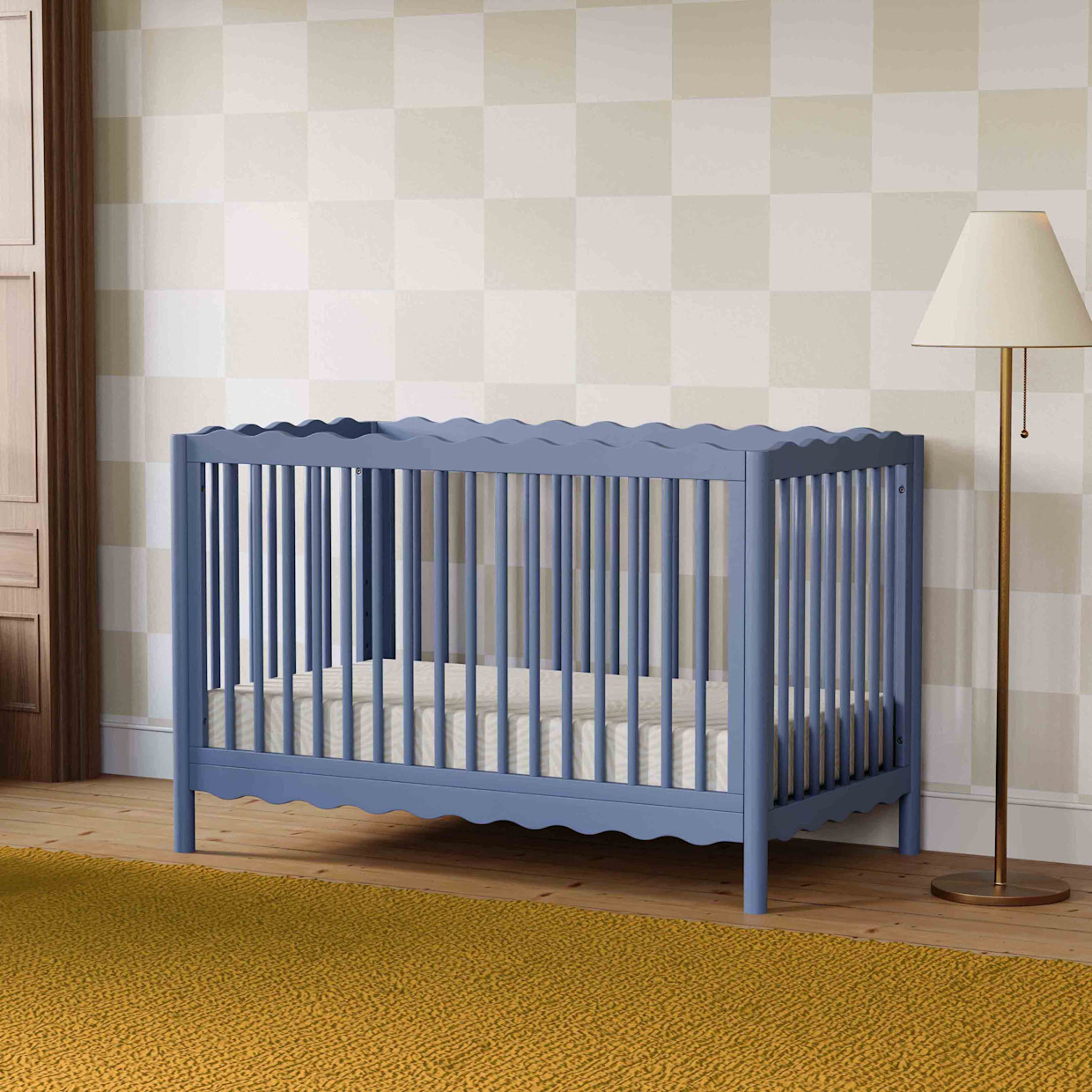 babyletto Swell 4-in-1 Convertible Crib with Conversion Kit - Cove Blue.