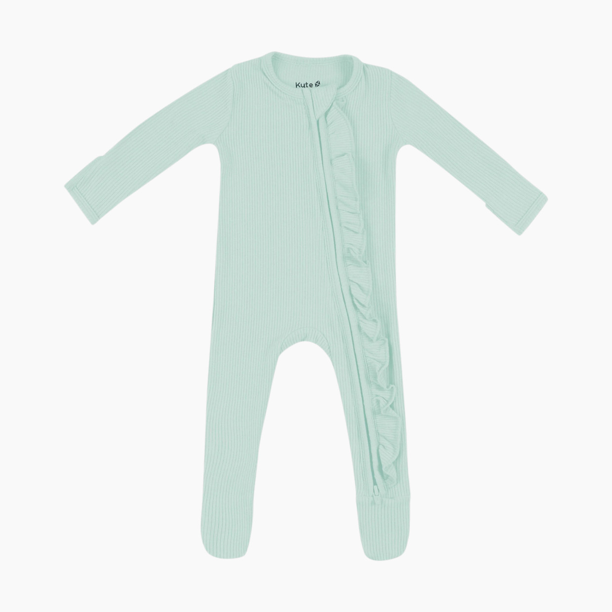 Kyte Baby Ribbed Ruffle Zipper Footie - Sage, 6-12 M.