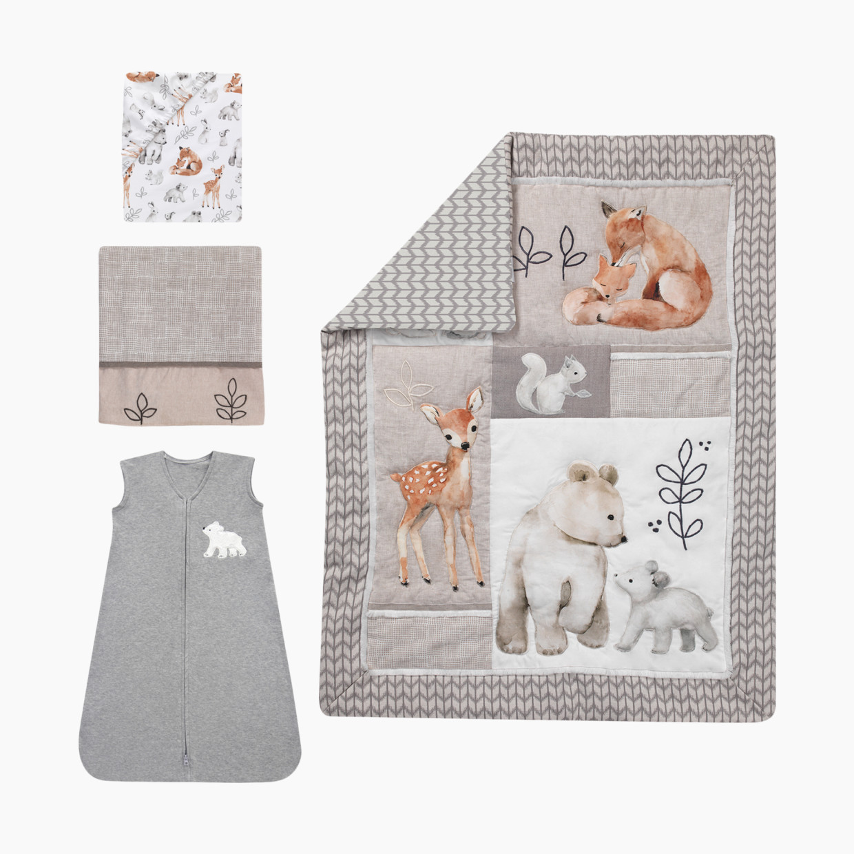 Lambs & Ivy Painted Forest 4-Piece Crib Bedding Set.