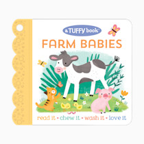 Tuffy Farm Babies Book - Washable, Chewable, Unrippable Pages With Hole For Stroller Or Toy Ring, Teether Tough, Ages 0-3 (A Tuffy Book)