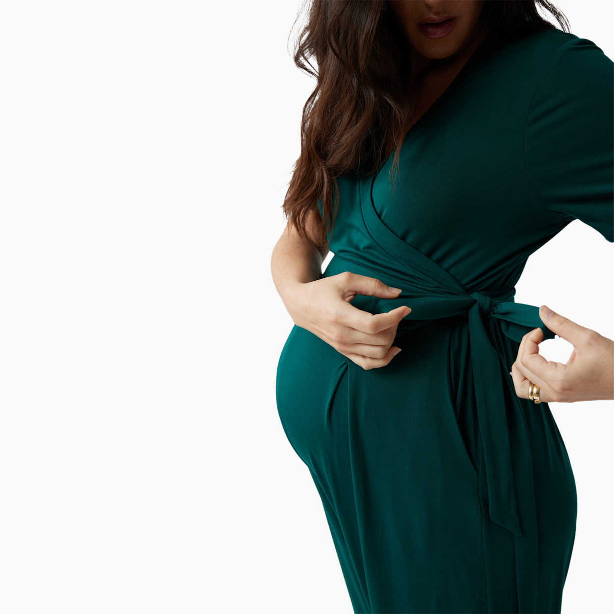 Ingrid and Isabel Everywhere Short Sleeve Jumpsuit - Botanical Green, XL.