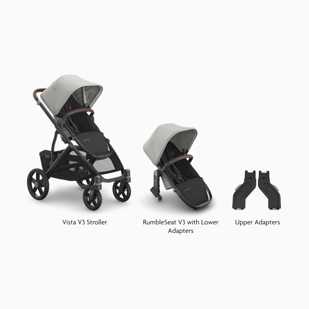 UPPAbaby Vista V3 Stroller, RumbleSeat V3 & Upper Adapters - Savannah.