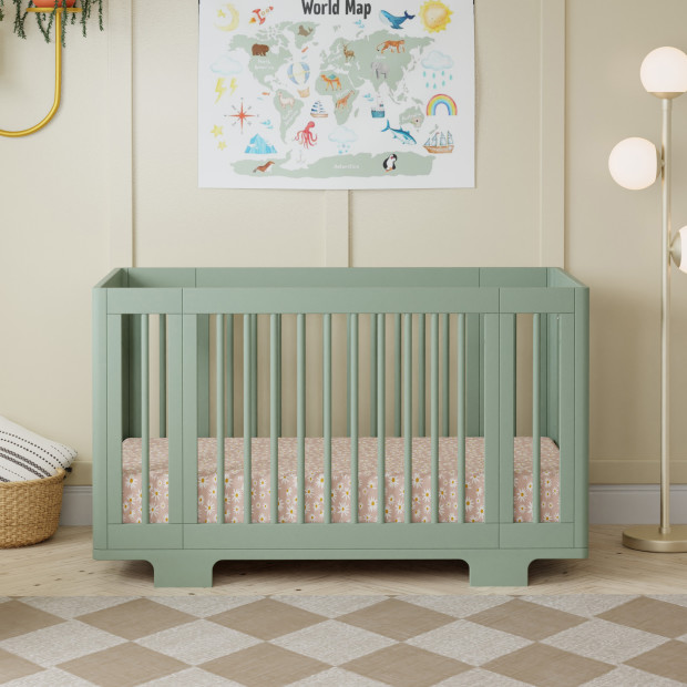 babyletto Yuzu 8-in-1 Convertible Crib with All-Stages Conversion Kits - Light Sage.