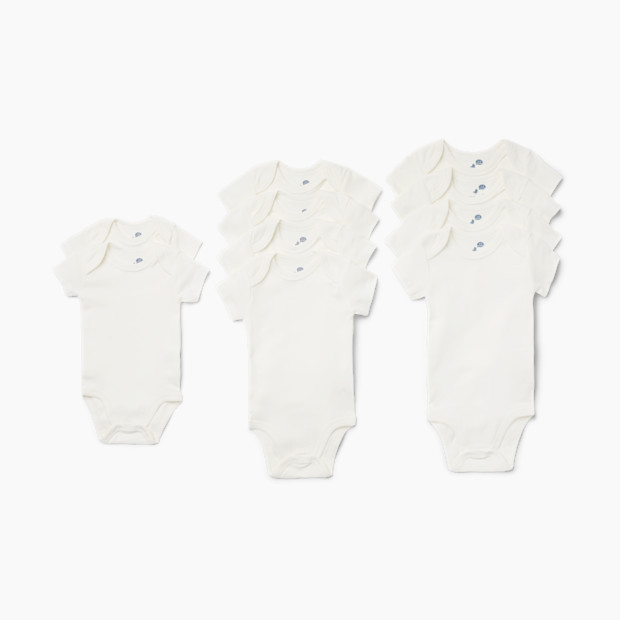 Small Story Grow With Me Short Sleeve Bodysuits (10 Pack) - White, One Size.