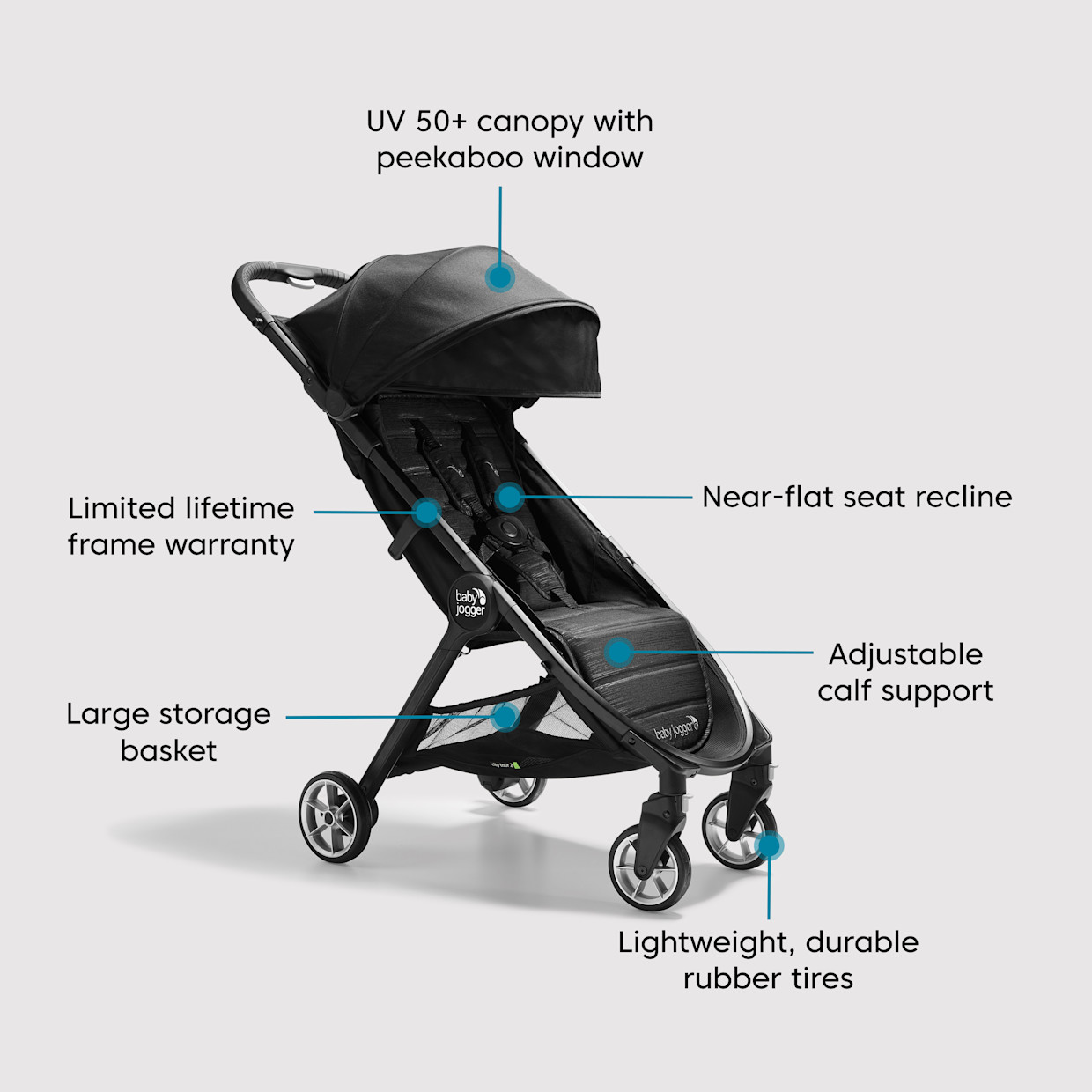 Baby Jogger City Tour 2 Single Stroller - Jet.