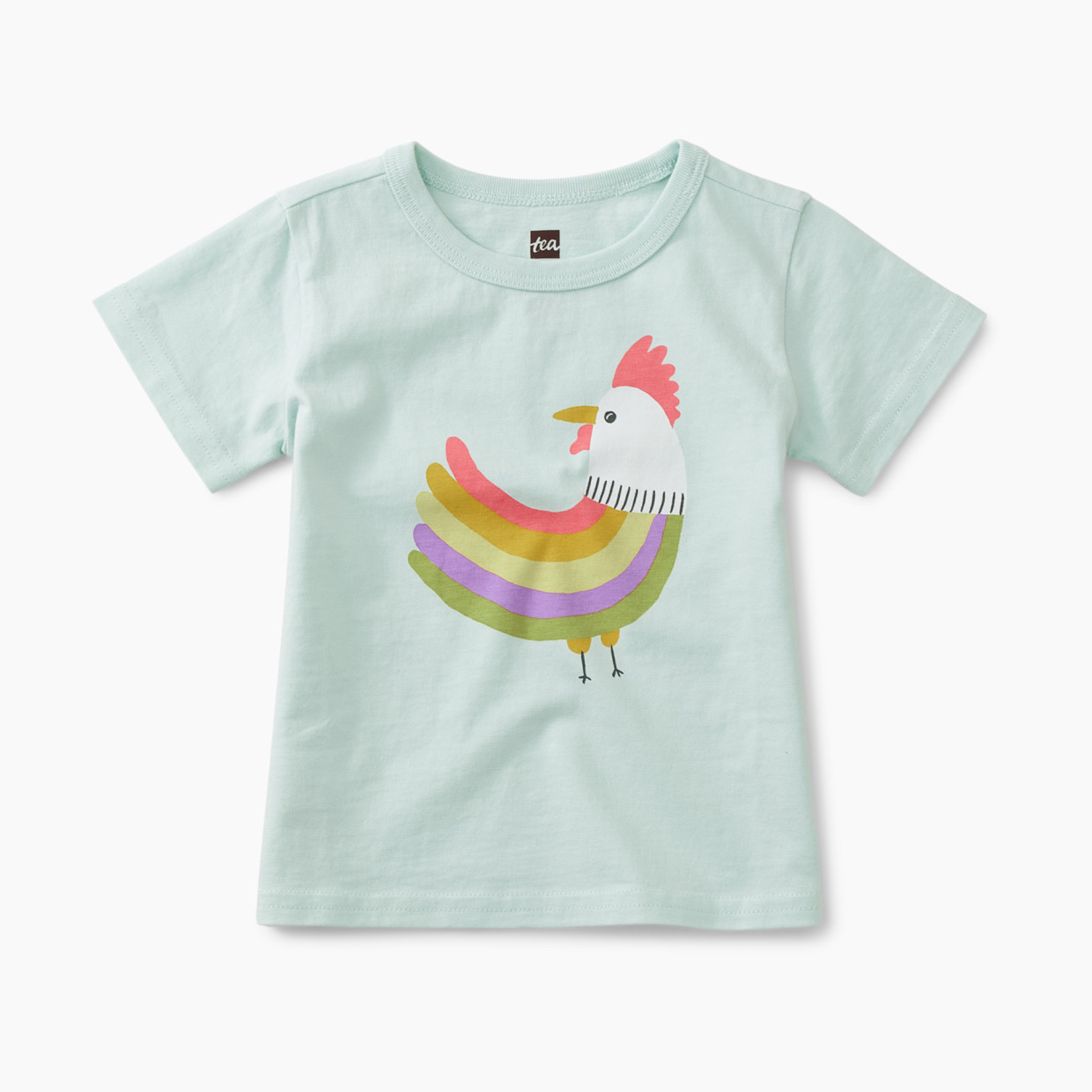 Tea Collection Rainbow Rooster Baby Graphic Tee - Garden Party, 3-6 Months.