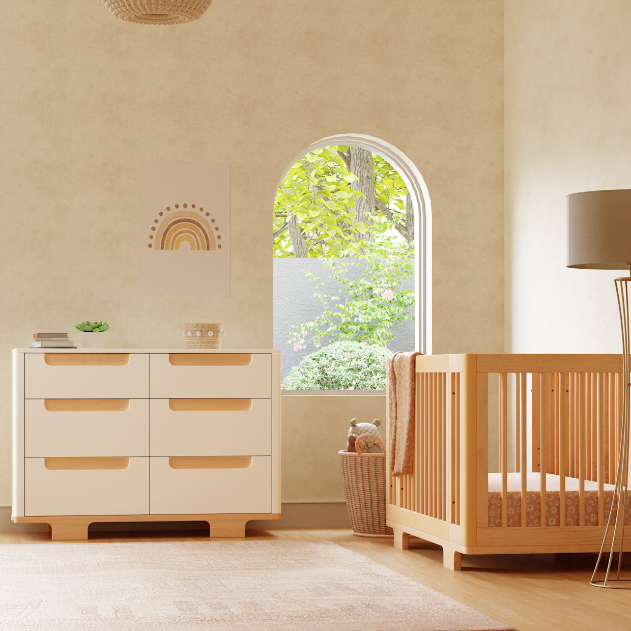 babyletto Yuzu 6-Drawer Dresser - White / Natural.