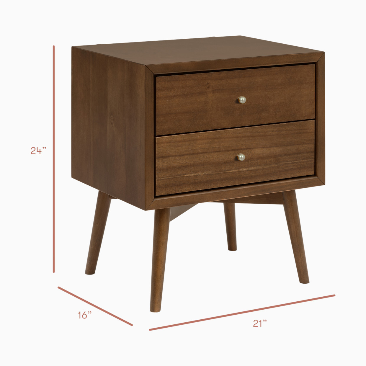 babyletto Palma Assembled Nightstand - Natural Walnut.
