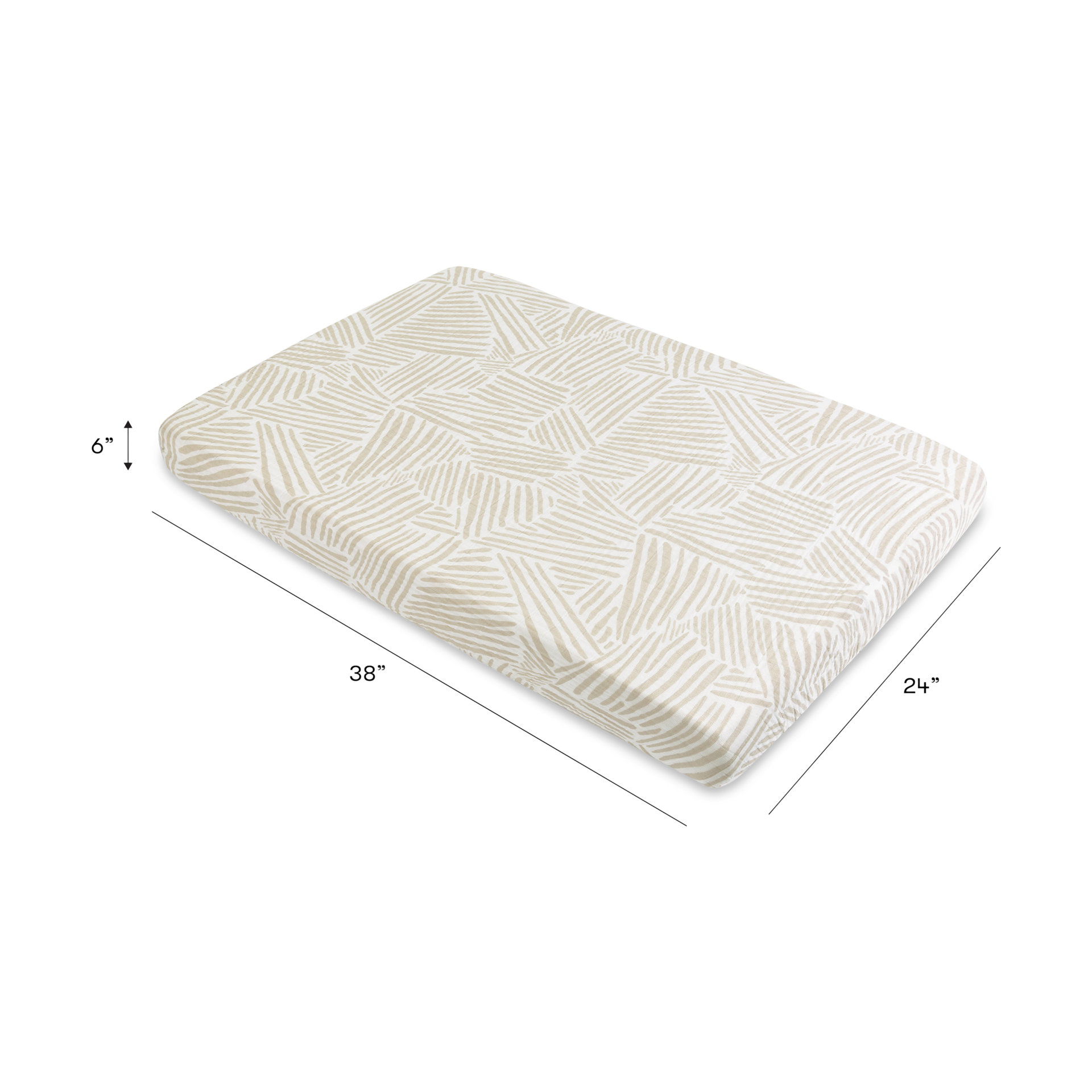 babyletto Mini Crib Sheet in GOTS Certified Organic Muslin Cotton - Oat Stripe.