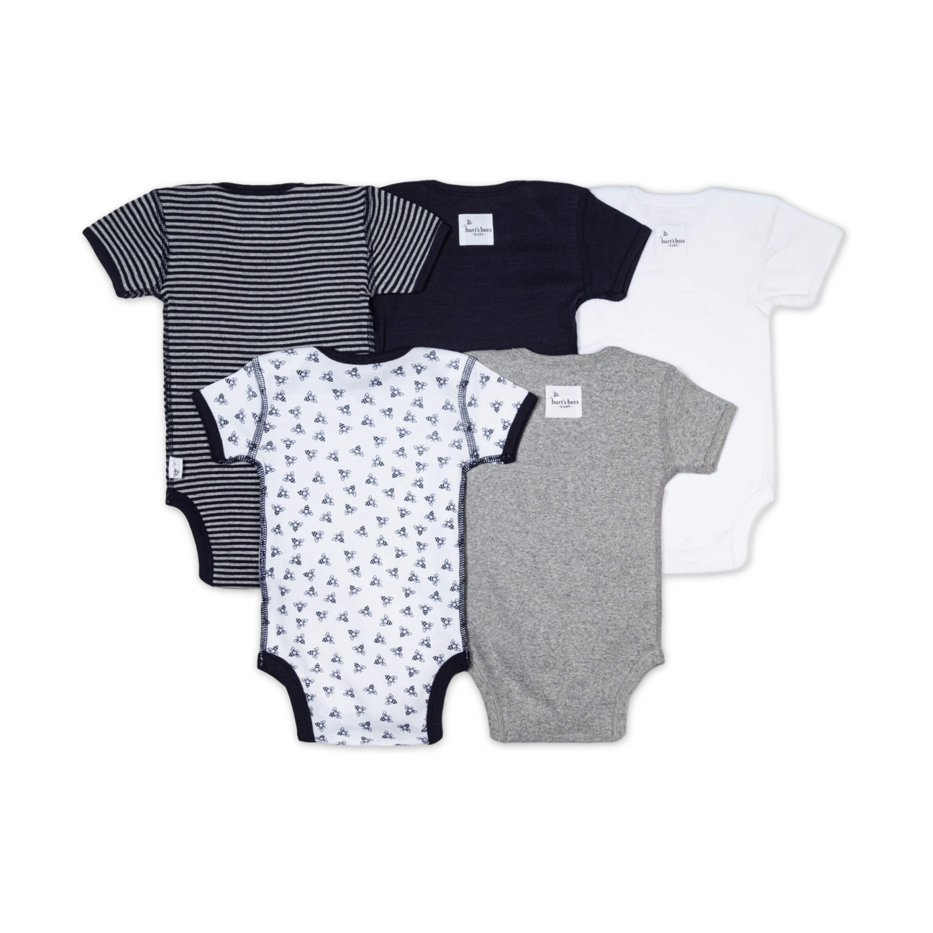 Burt's Bees Baby Organic Short Sleeve Bodysuit (5 Pack) Blueberry, 0