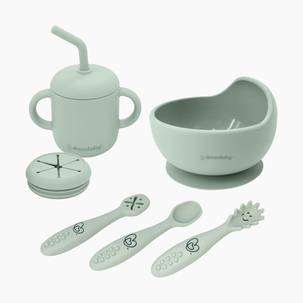 Dreambaby Mess-Free Toddler Silicone Meal Set: Suction Bowl, Cutlery + Snack/Drink Cup, 6 Piece Set.