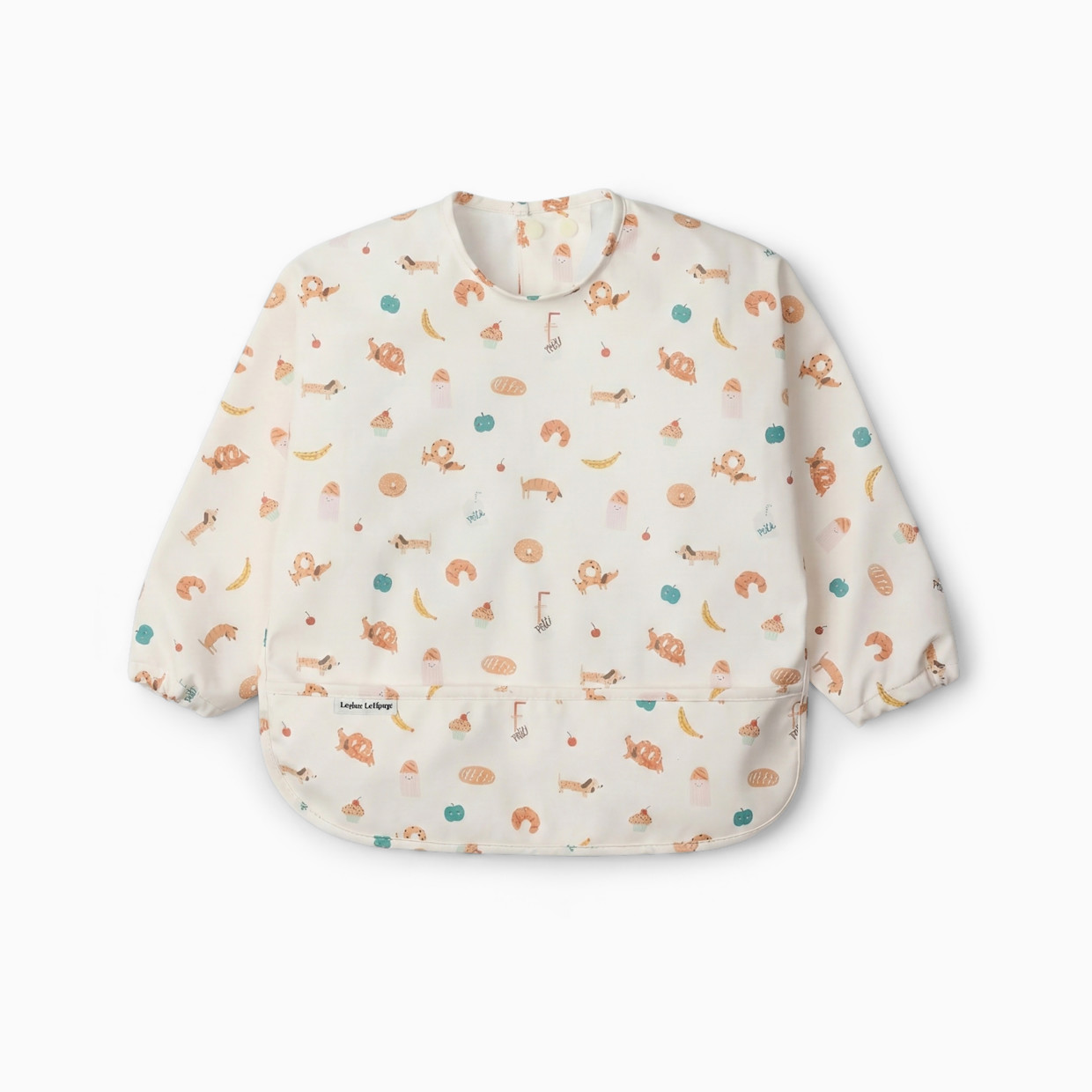 Loulou Lollipop Long Sleeve Waterproof Smock Bib - French Breakfast.