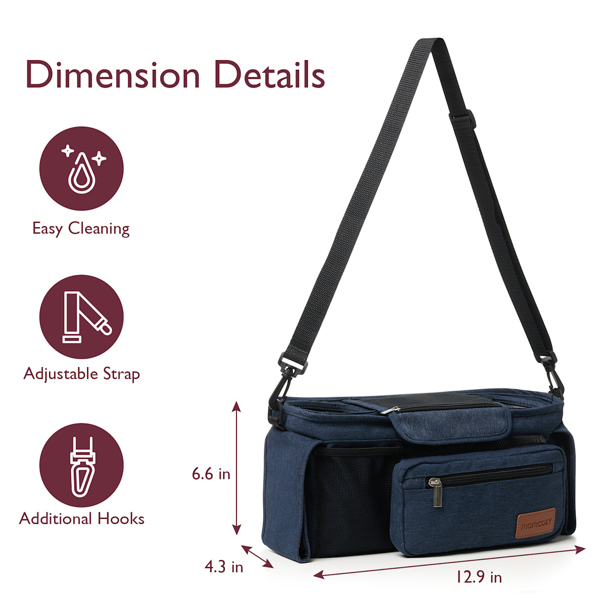 Momcozy Stroller Organizer - Dark Blue.