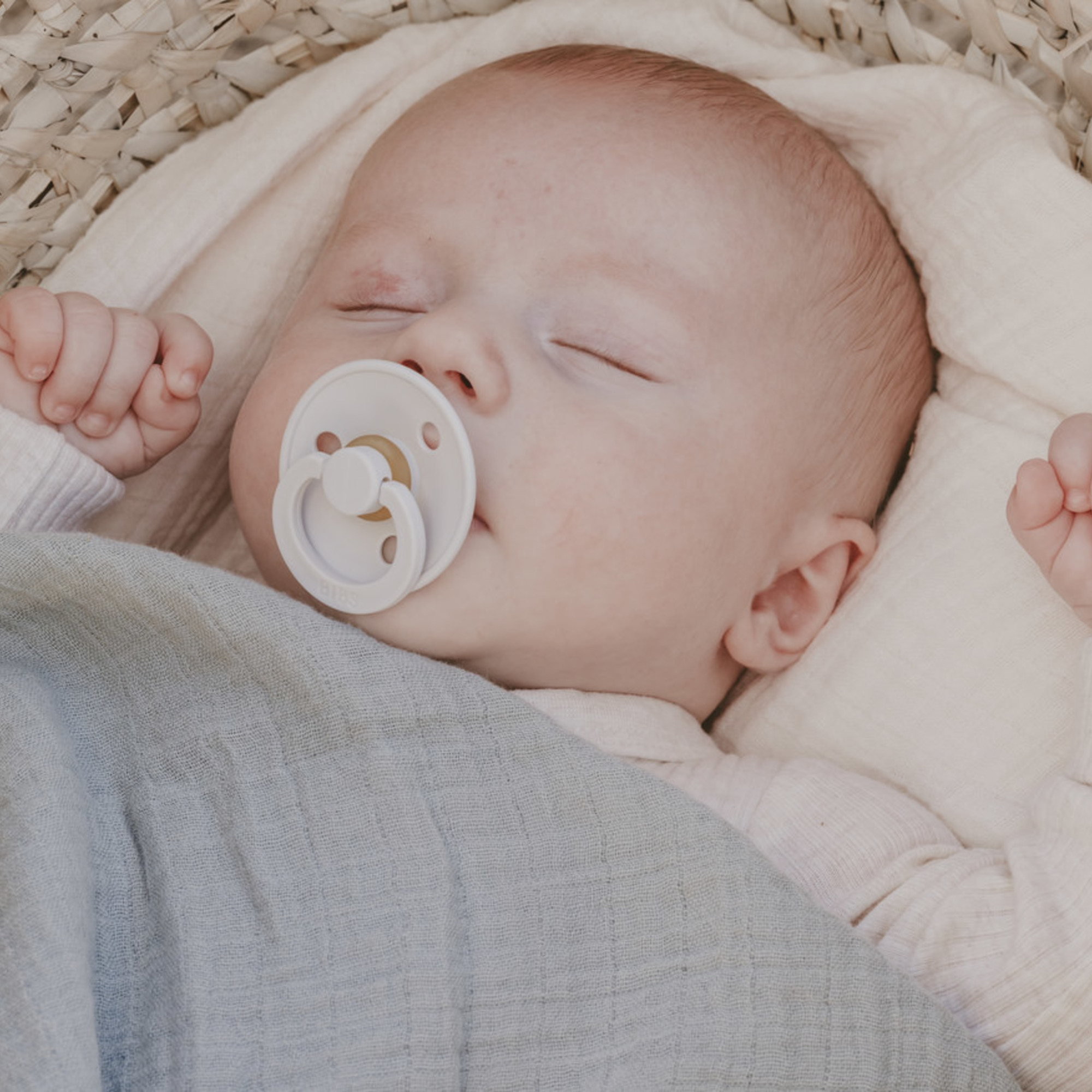 BIBS Natural Rubber Pacifier (2 Pack) - Blush / Ivory, Size 1.