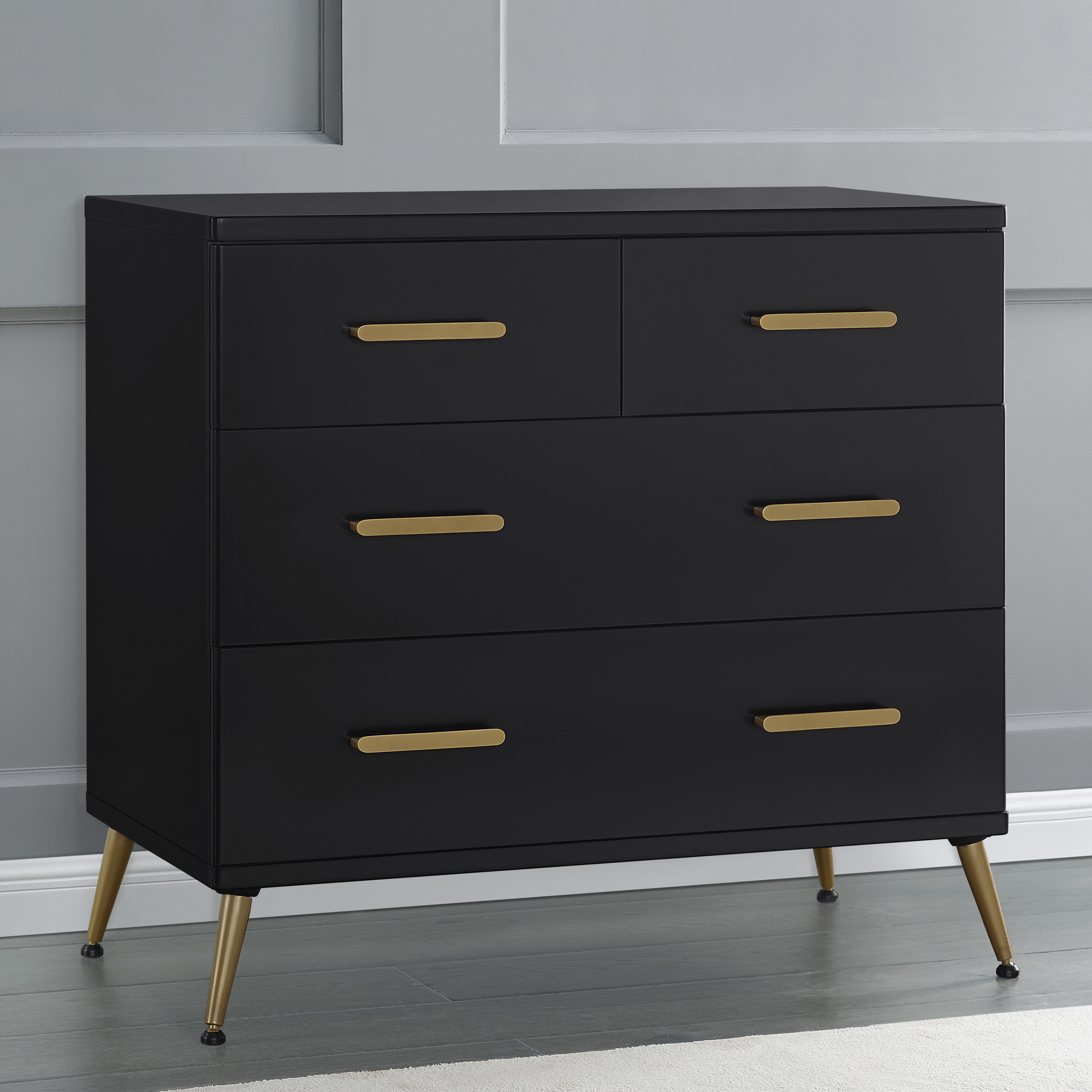 Delta Children Sloane 4 Drawer Dresser with Changing Top - Black Ebony/Bronze.